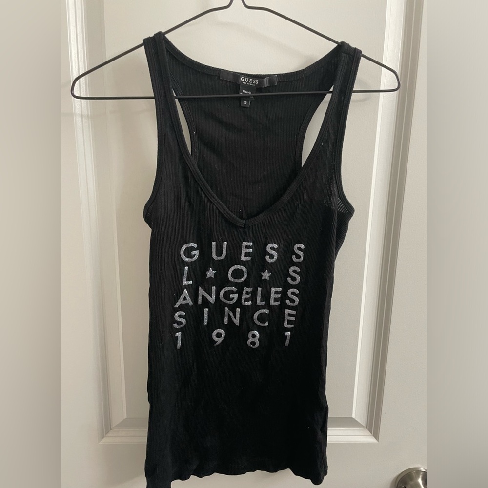 FREE with purchase - black and silver sparkly Y2K Guess tank top